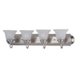 Maxim Lighting Essentials Bell Bathroom Vanity Light with Satin Nickel finish, featuring a sleek steel frame and elegant glass bell-shaped shades.