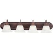 Maxim Lighting Essentials Bell Bathroom Vanity Light in Oil Rubbed Bronze finish, featuring a steel frame and glass shades, mounted on a bathroom wall.