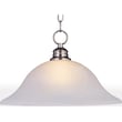 Maxim Lighting Essentials Pendant in Satin Nickel finish, featuring a sleek steel frame and a frosted glass shade, hanging elegantly from the ceiling.