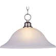 Maxim Lighting Essentials Pendant in Satin Nickel finish, featuring a sleek steel frame with a white glass shade, hanging elegantly from the ceiling.