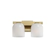 Maxim Lighting Scoop Bathroom Vanity Light in Natural Aged Brass finish, featuring a sleek design with steel and glass elements.