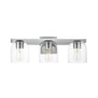 Maxim Lighting Scoop Bathroom Vanity Light in Polished Chrome finish with sleek Steel frame and frosted Glass shades, mounted on a bathroom wall.
