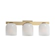 Maxim Lighting Scoop Bathroom Vanity Light in Natural Aged Brass finish with steel and glass construction, featuring a sleek, modern design.