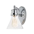 Maxim Lighting Seafarer Wall Sconce in polished chrome finish with steel and glass materials, featuring a nautical design with a clear glass shade.