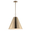Maxim Lighting Veritas Pendant in Heritage finish, featuring a sleek steel design with a modern, elegant silhouette, hanging from a chain.