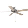 Maxim Lighting Basic-Max Indoor Ceiling Fan in Satin Nickel with Silver and Maple, featuring durable steel and MDF construction.