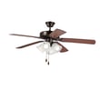 Maxim Lighting Basic-Max Indoor Ceiling Fan with Light in Oil Rubbed Bronze, Walnut, and Pecan, featuring steel and glass materials.