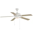 Maxim Lighting Super-Max Ceiling Fan with Light in Matte White finish, featuring steel blades and an integrated acrylic light fixture.