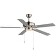 Maxim Lighting Super-Max Ceiling Fan with Light, featuring a Satin Nickel finish, Steel construction, and Acrylic light cover.
