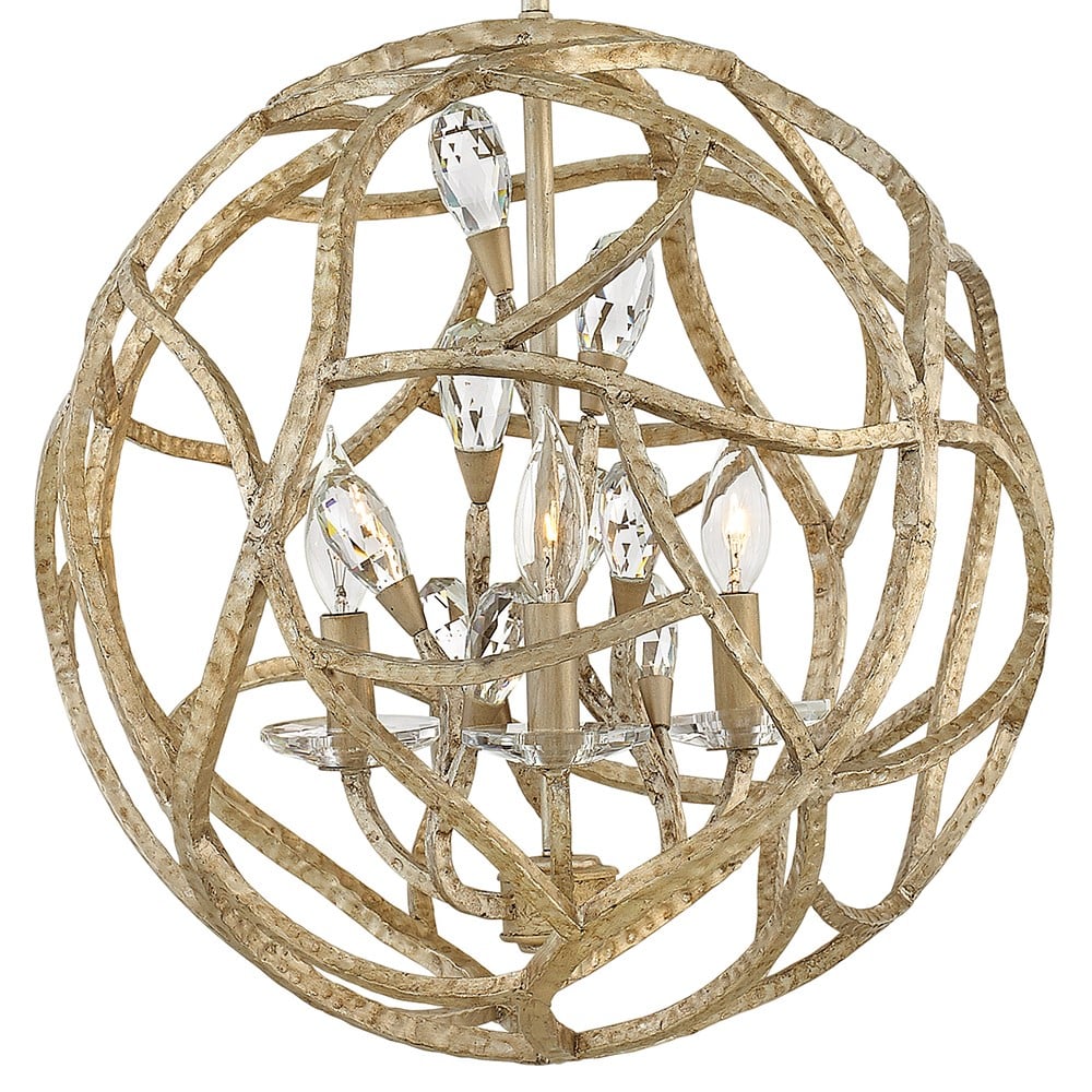Eve 18 in Three Light Cage Globe Pendant, Champagne Gold