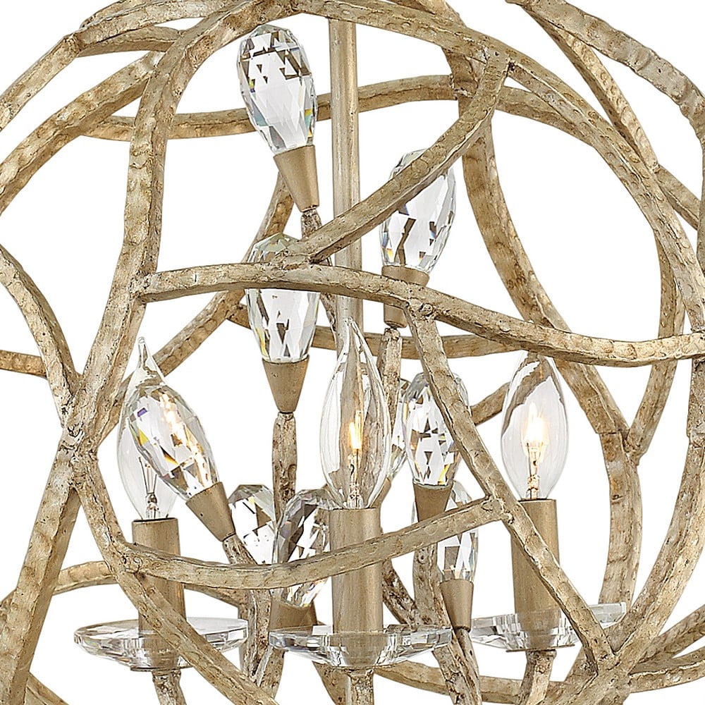 Eve 18 in Three Light Cage Globe Pendant, Champagne Gold