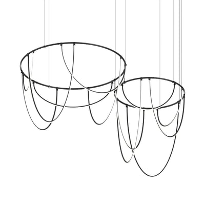 Suspenders Light Curve 2 Bar Offset Ring Chandelier