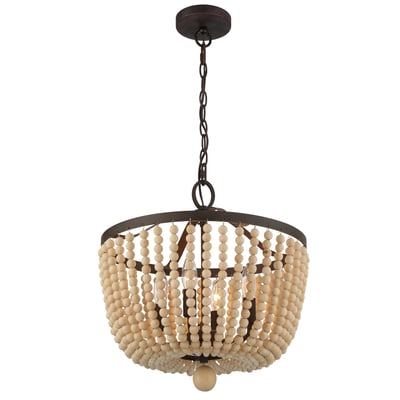 Rylee Wood Bead 4-Light Chandelier