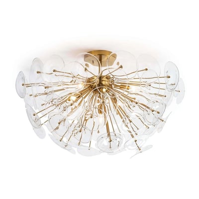 Poppy Semi Flush Ceiling Light Natural Brass OPEN BOX