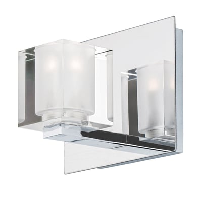 ET2 Blocs Bathroom LED Vanity Light in Polished Chrome, sleek steel design enhancing modern bathroom decor.