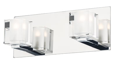 ET2 Blocs Bathroom LED Vanity Light in Polished Chrome, featuring a sleek steel design for modern bathroom decor.