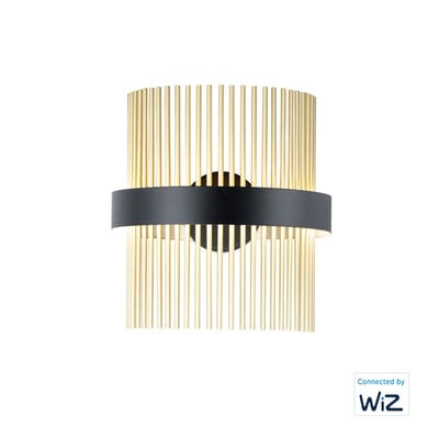 ET2 Chimes Wall Sconce in Satin Brass, stylish steel design for modern home lighting.