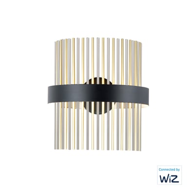 ET2 Chimes Wall Sconce in Satin Nickel and Satin Brass, stylish steel lighting fixture for modern interiors.