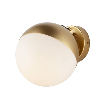 ET2 Half Moon Wall Sconce in Metallic Gold finish, featuring a sleek, modern design with a steel frame and a gentle curve for ambient lighting.
