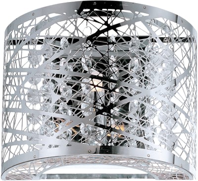 ET2 Inca Wall Sconce in Polished Chrome finish, featuring a Steel frame with intricate geometric patterns and crystal accents.