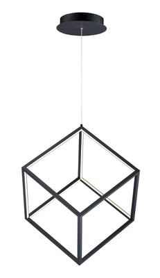 ET2 4 Square Pendant in Black Aluminum, modern lighting fixture for stylish home decor and elegant ambiance.