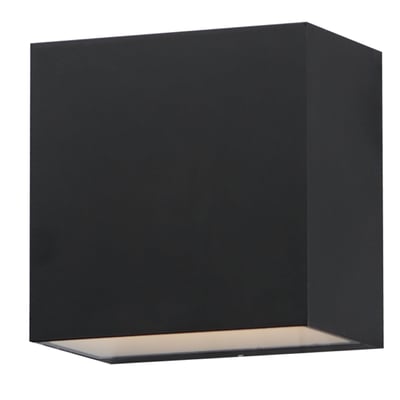 ET2 Blok Outdoor Wall Sconce in Black, durable aluminum design for stylish outdoor lighting.