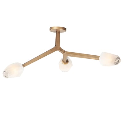 ET2 Blossom Semi-Flush Ceiling Light in Natural Aged Brass, Steel construction, adds elegance to any room's decor.