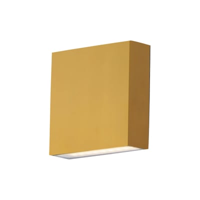 ET2 Brik Outdoor Wall Sconce in Natural Aged Brass, featuring durable aluminum and stainless steel construction.