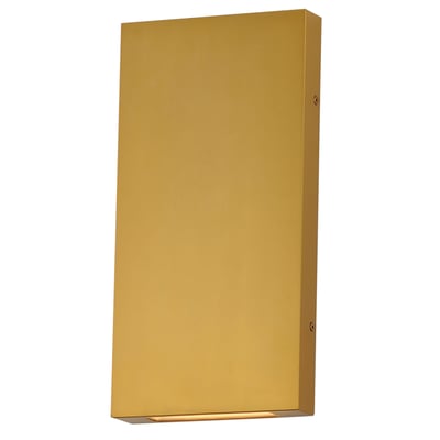 ET2 Brik Outdoor Wall Sconce in Natural Aged Brass, featuring durable aluminum and stainless steel construction.