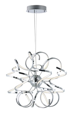 ET2 Chaos Chandelier in Polished Chrome, featuring a sleek aluminum design for modern lighting elegance.