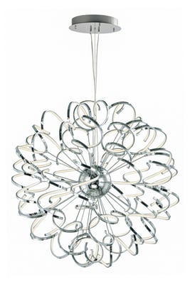 ET2 Chaos Chandelier in Polished Chrome, featuring a modern design with sleek aluminum accents for elegant lighting.