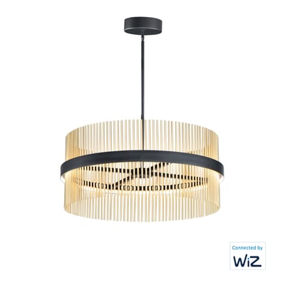 ET2 Chimes Pendant in Satin Brass, stylish steel design for modern lighting solutions.