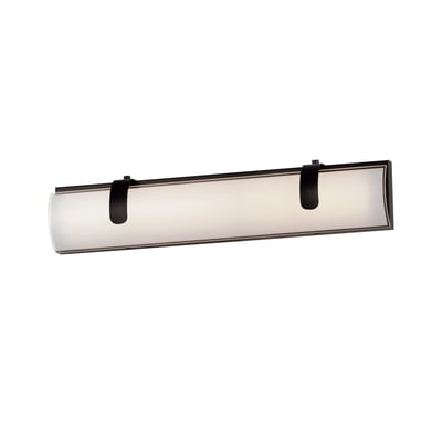 ET2 Clutch Bathroom Vanity Light in Black, crafted from durable steel, adds modern elegance to any bathroom decor.