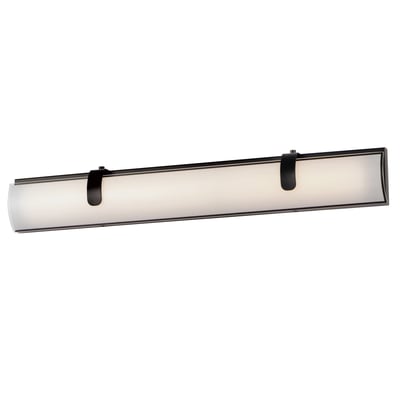ET2 Clutch Bathroom Vanity Light in Black, crafted from durable steel, enhancing modern bathroom aesthetics.