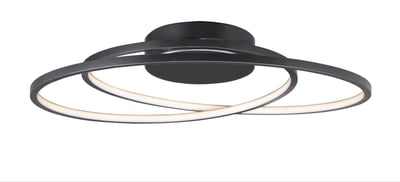 ET2 Cycle Ceiling Flush Mount in Black Aluminum, modern lighting fixture enhancing contemporary interiors.