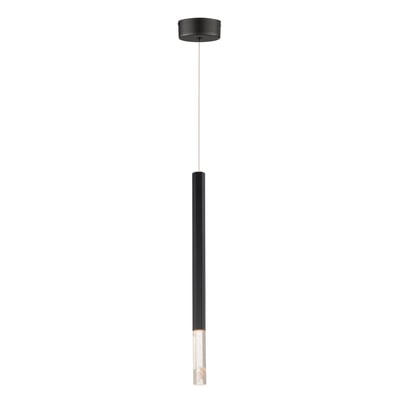 ET2 Diaphane Pendant in black finish with sleek aluminium design, hanging elegantly, casting a warm glow in a modern interior setting.