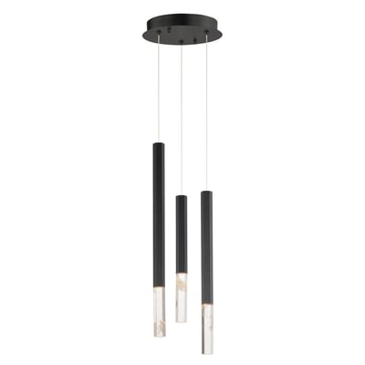 ET2 Diaphane Multi-Light Pendant featuring a cluster of rock crystal and black aluminum lights, elegantly suspended for a modern aesthetic.