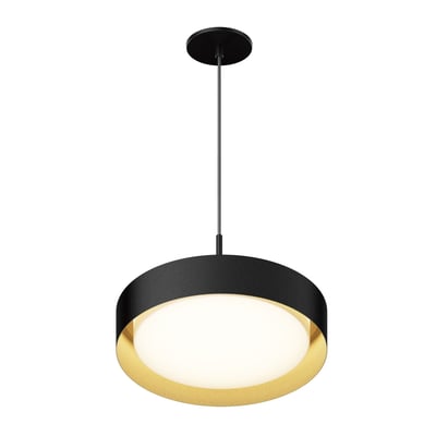 ET2 Echo Pendant Light in Aluminum finish, featuring a sleek, modern design with a Black and Gold color scheme, hanging elegantly from the ceiling.