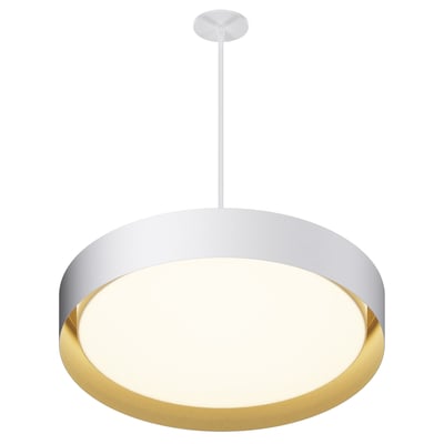 ET2 Echo Pendant Light in White with Gold finish, featuring a sleek aluminum design, elegantly suspended to provide ambient lighting.