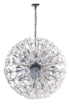 ET2 Fiori Pendant in Polished Chrome finish, featuring a sleek design with a steel frame and elegant glass accents.