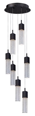 ET2 Fizz III Pendant Light with a sleek bronze finish and steel construction, featuring a modern design with a textured glass shade.