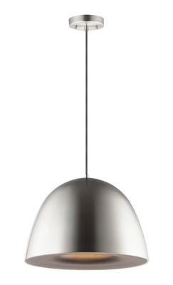 ET2 Fungo Pendant in Satin Nickel with Black finish, crafted from Steel, elegantly hangs from the ceiling, showcasing a modern, sleek design.