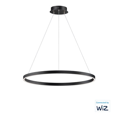 ET2 Groove Single Pendant light in a sleek black aluminum finish, elegantly hanging with a modern and minimalist design.