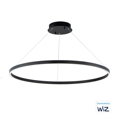 ET2 Groove Single Pendant light in Black finish, made of Aluminum, hanging elegantly with a modern design, casting a warm glow in a contemporary setting.