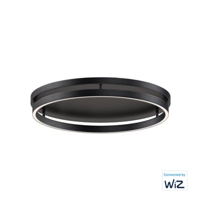 ET2 Groove Flush Ceiling Light in Black Aluminum finish, featuring a sleek, modern design with a circular shape and integrated LED lighting.