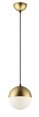 ET2 Half Moon Pendant in Metallic Gold finish, featuring a sleek Steel design with a curved, half-moon shape, hanging elegantly from the ceiling.