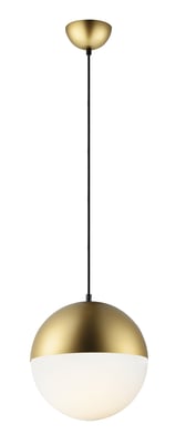 ET2 Half Moon Pendant in Steel with a Metallic Gold finish, featuring a sleek, modern design and a curved, crescent shape.