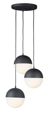 ET2 Half Moon Round Multi-Light Pendant in Black Steel finish, featuring multiple hanging lights with half-moon shaped shades.