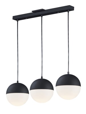 ET2 Half Moon Linear Multi-Light Pendant in Black Steel finish, featuring a sleek, modern design with multiple hanging lights in a linear arrangement.