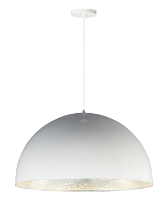 ET2 Hemisphere Pendant in Gloss White with Aluminum finish, featuring a sleek, modern design ideal for contemporary spaces.